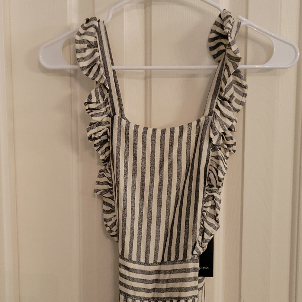 Striped Ruffle Free Press Jumpsuit - Picture 3 of 5